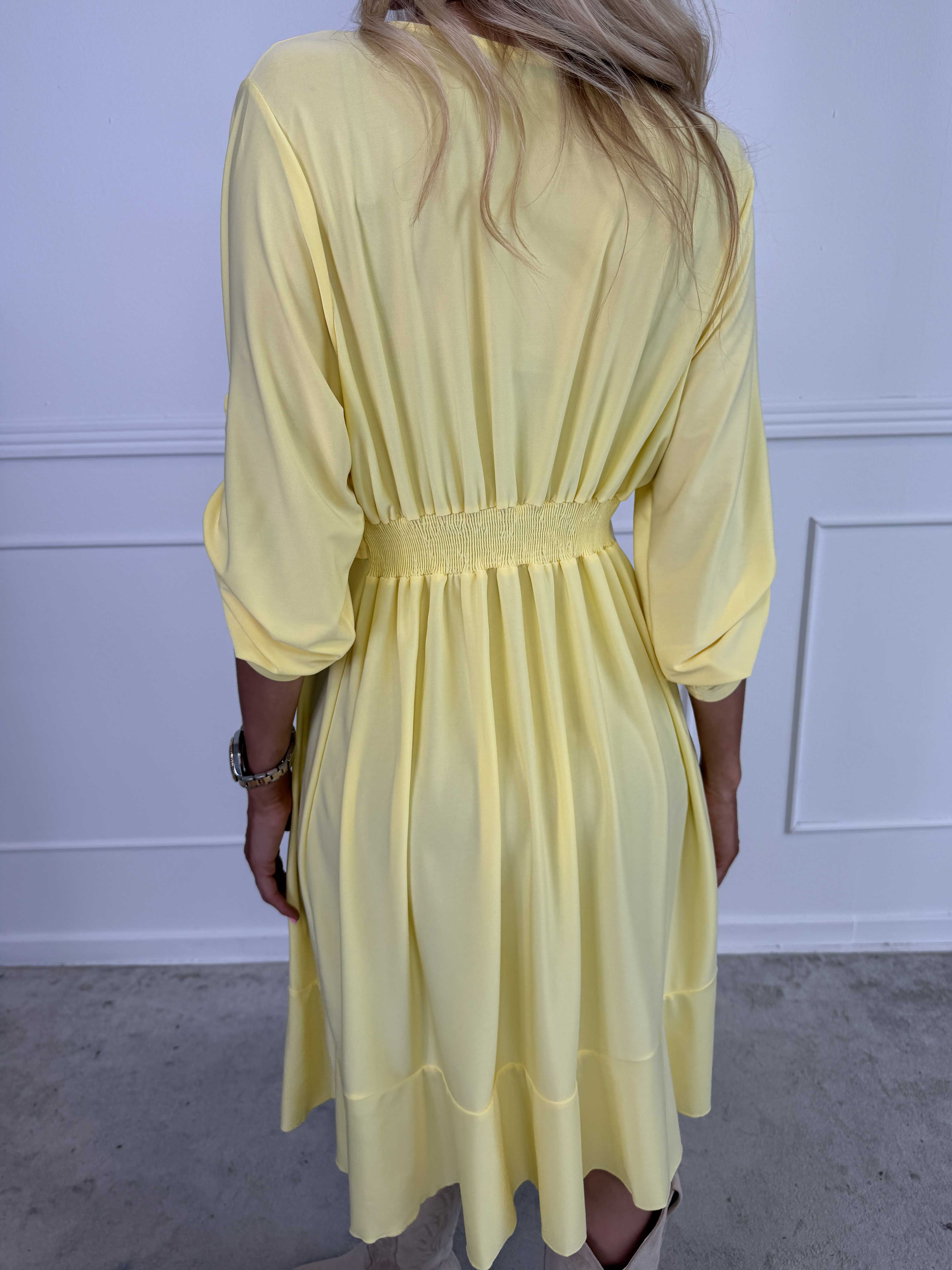 Savina Plain - Elastisk langærmet kjole i slå-om-look